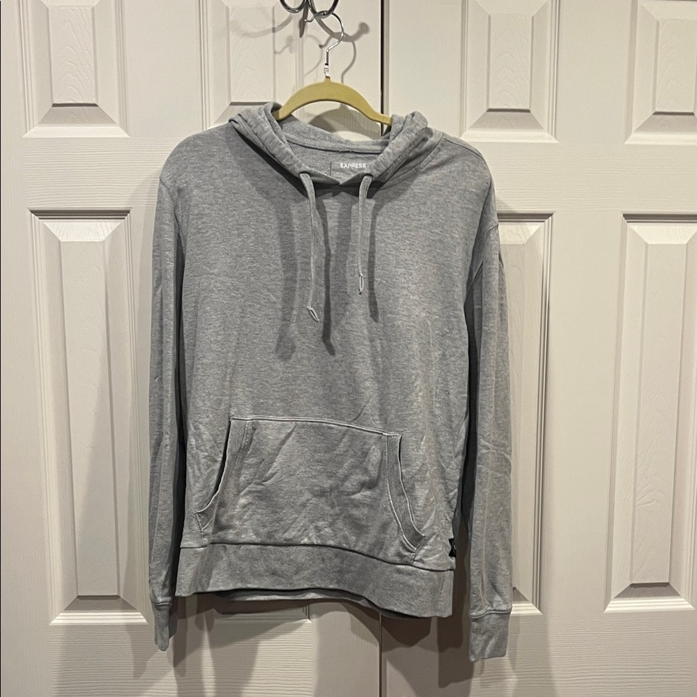 Express Light Gray Knit Hoodie